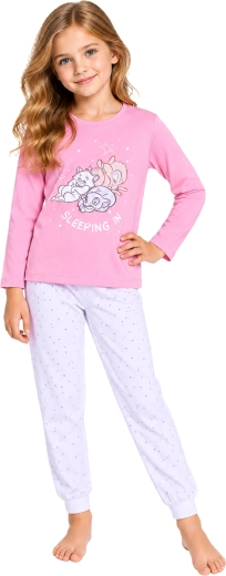 Pijama de fete din bumbac Disney Bambi roz-albă