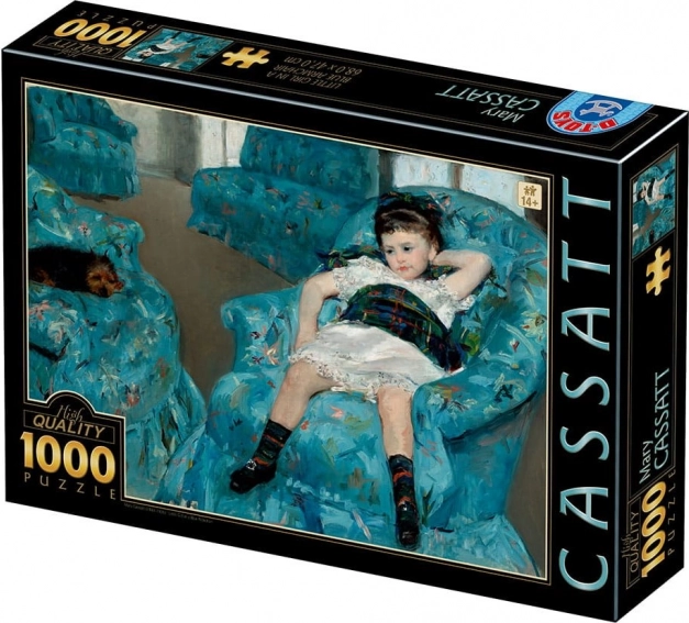 Puzzle fetiță mică în fotoliu albastru 1000 piese D-Toys