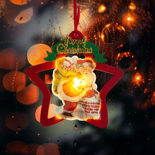 Decorațiune LED pentru fereastră cu Moș Nicolae și lumină albă caldă