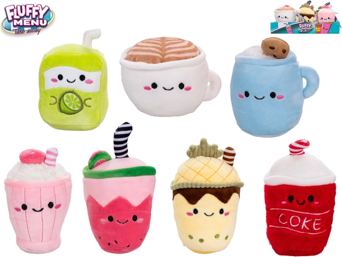 Fluffy Menu băutură de pluș – mini jucărie drăgălașă de mână