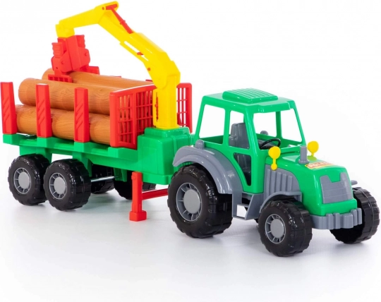 Tractor forestier Altai cu încărcător și remorcă