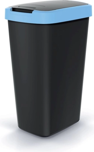 Coș de gunoi Compacta Q Flap 45 l negru cu capac albastru deschis