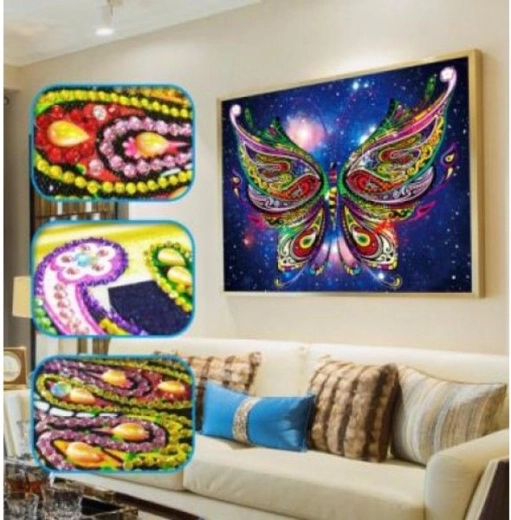 Broderie cu diamante (diamond painting) fluture 30 × 40 cm - 1 bucată