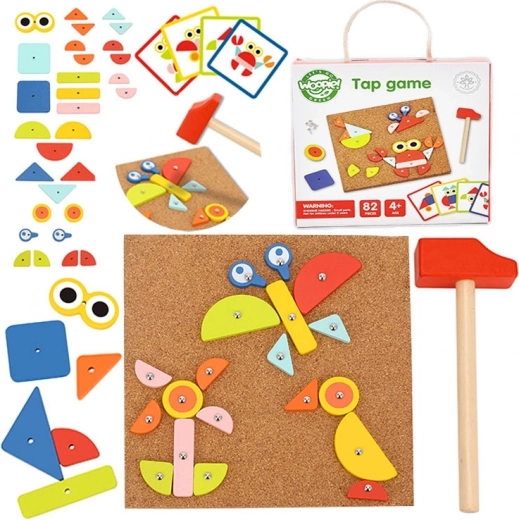 Woopie Green Jucărie de batere din lemn cu ciocănel