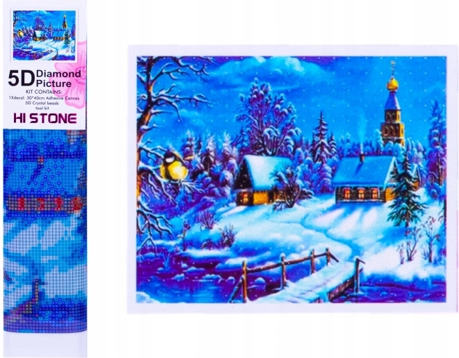 Norimpex pictură cu diamante iarnă în orășel 30 × 40 cm