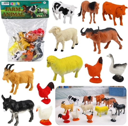 Set de figurine cu animale domestice pentru fermă, 12 buc