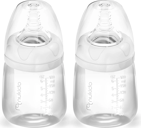 Set biberoane din PP pentru bebeluși 180 ml 2 buc NUKIDO cu tetină din silicon dinamică