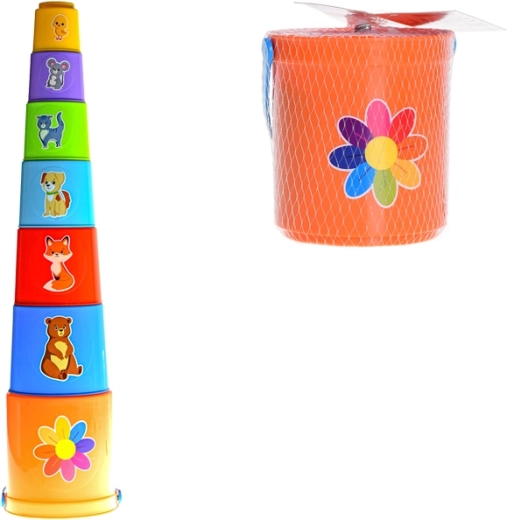 Cănițe colorate stivuibile – piramidă pentru copii 12m+