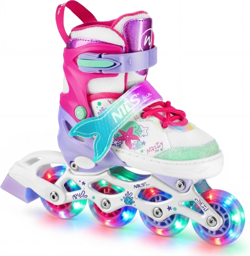 Patine pentru copii 4 în 1 cu roți LED NILS Fun Mazzy – M (35-38)