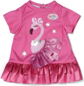 Rochiță BABY born cu flamingo pentru păpuși de 43 cm