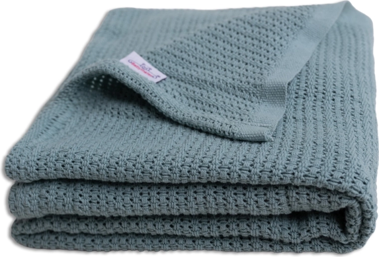 BabyMatex pătură tricotată din bumbac Lili 75 × 100 cm, verde marin