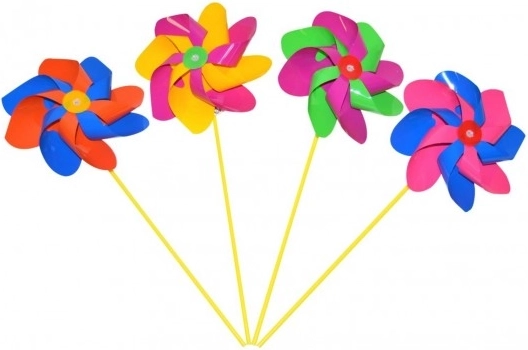 Moară de vânt colorată din plastic 20 cm