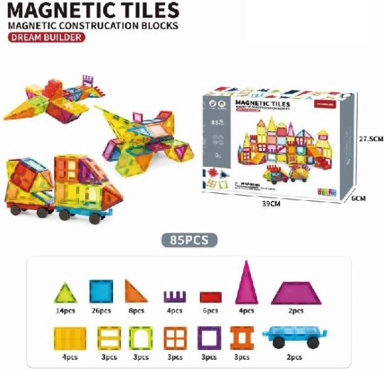 Set de construcție magnetic pentru copii 85 piese