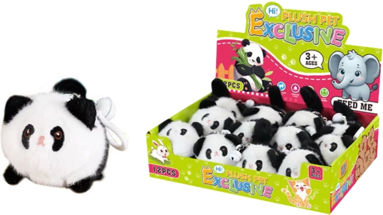 Breloc de pluș retractabil panda 10,5 cm