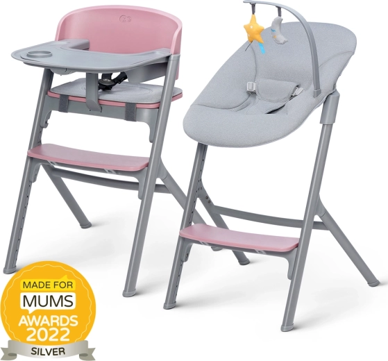Kinderkraft set scaun de masă Livy Aster Pink cu șezlong Calmee, premium