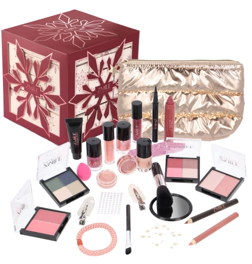 Calendar cosmetic advent Snowflake Puzzle în culoare roșu cireșiu