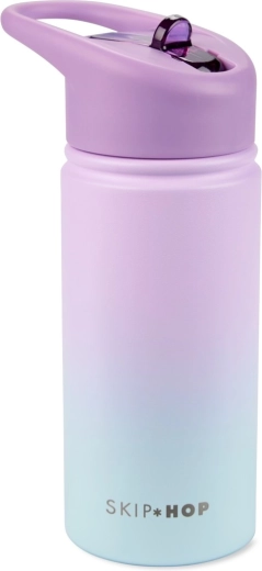Skip Hop sticlă din oțel inoxidabil cu pai Wander ombré mov 450 ml
