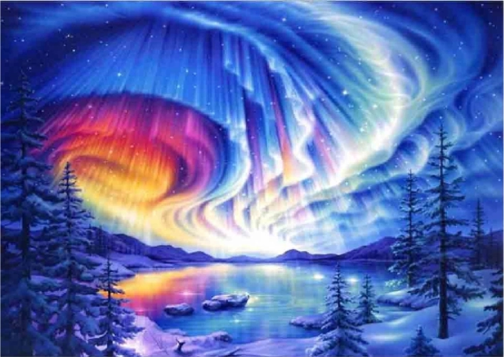 Pictură cu diamante Aurora Boreală 30 × 40 cm