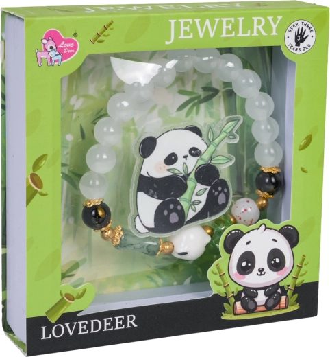 Set de bijuterii pentru copii Panda cu brățară albă