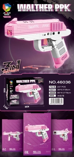 Set de construcție pistol roz, 237 de piese