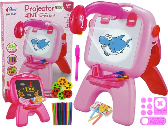 Tablă de desen dublă față cu proiector – roz