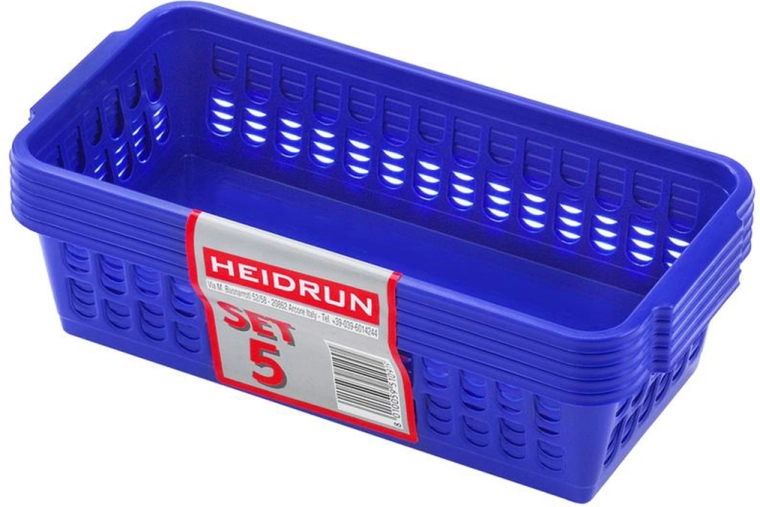 Coșuri din plastic HEIDRUN 20,5 × 10 × 6,5 cm, set 5 bucăți, mix de culori