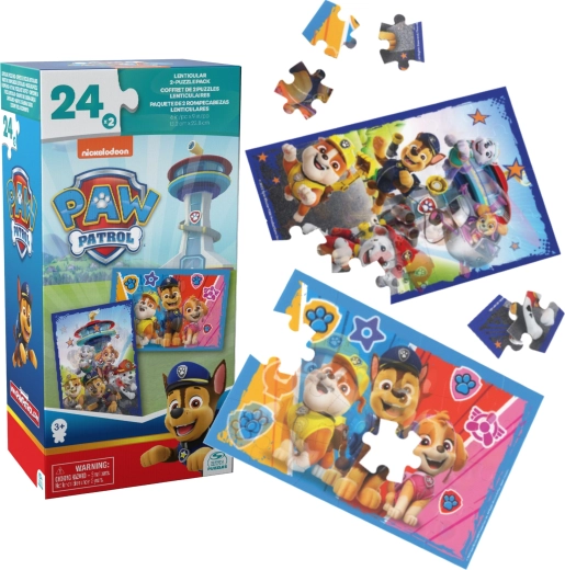 Puzzle PAW PATROL 3D lenticular – set de 2 imagini, 24 piese