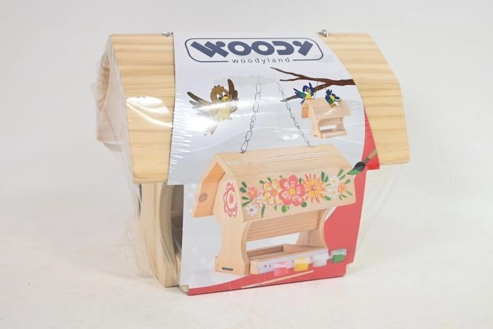 WOODYLAND Hrănitoare din lemn pentru păsări, de pictat