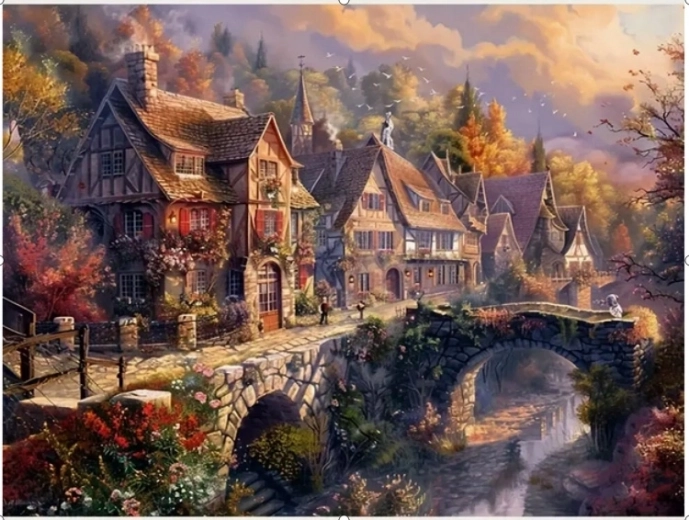 Norimpex pictură după numere Orășel de munte lângă apă 40 × 50 cm