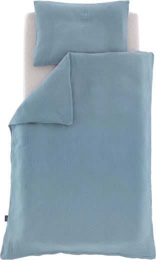 Träumeland lenjerie de pat din muselină albastru jeans 100 × 135 cm + 40 × 60 cm