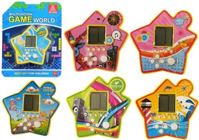 Joc electronic de buzunar Tetris în formă de stea – galben
