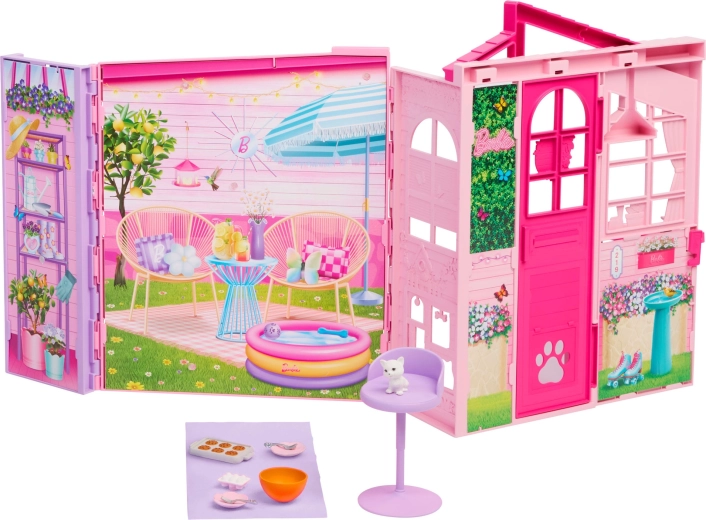 Mattel Barbie Dreamland căsuță de weekend pliabilă pentru păpuși, cu accesorii