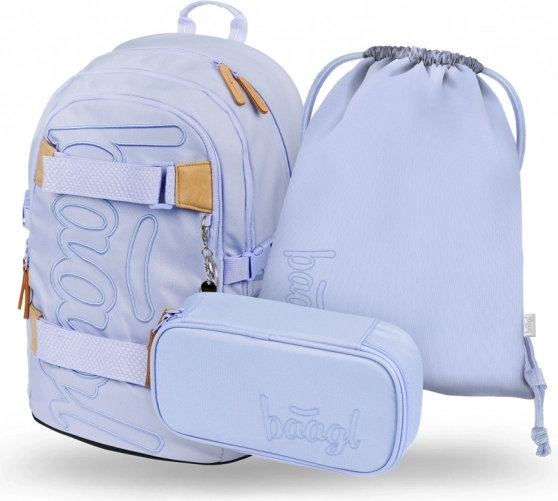 Set școlar Baagl Skate Liliac – rucsac, penar și săculeț