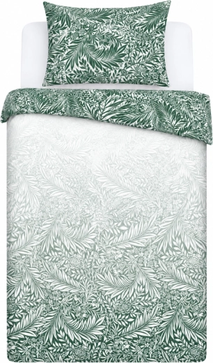 Lenjerie de pat din satin de bumbac MILAGRO VERDE cu frunze botanice verzi și albe 140 × 200 cm