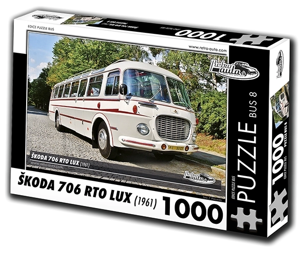 Puzzle Retro-mașini Škoda 706 RTO LUX – autobuz 1961, 1000 piese