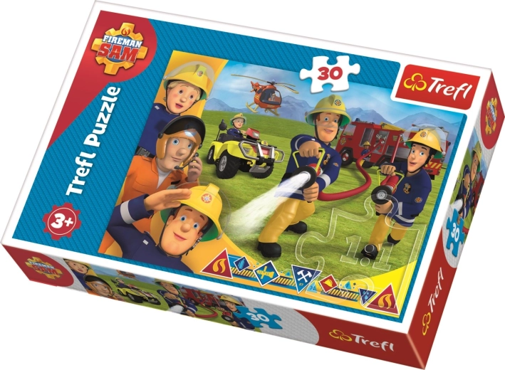 Puzzle 30 de piese - Pompierul Sam, Pregătiți să ajute