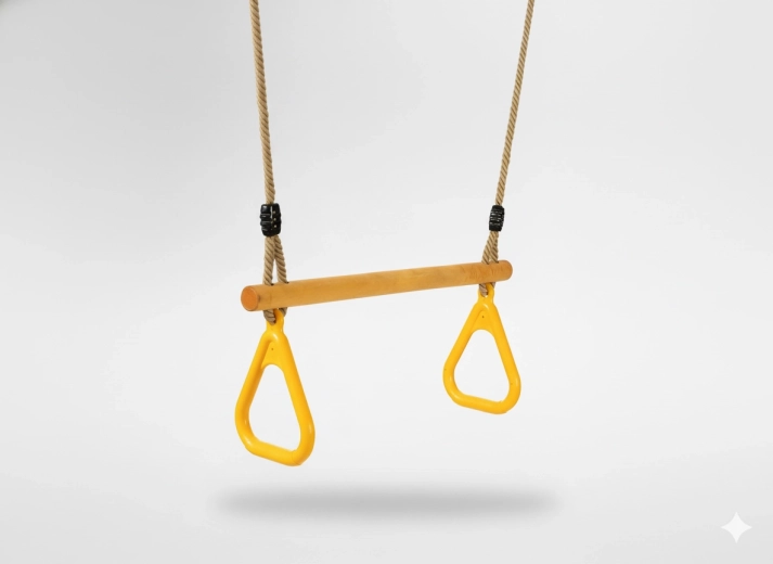 Leagăn trapezoidal din lemn pentru copii cu mânere triunghiulare 3,5 × 40 × 110 cm