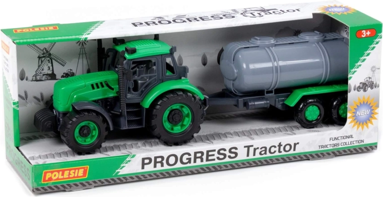 Tractor Progres cu remorcă-cisternă cu mecanism inerțial