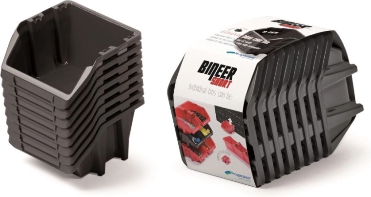 Set de cutii de depozitare Bineer Short, 8 buc, 206 × 118 × 144 mm, negru