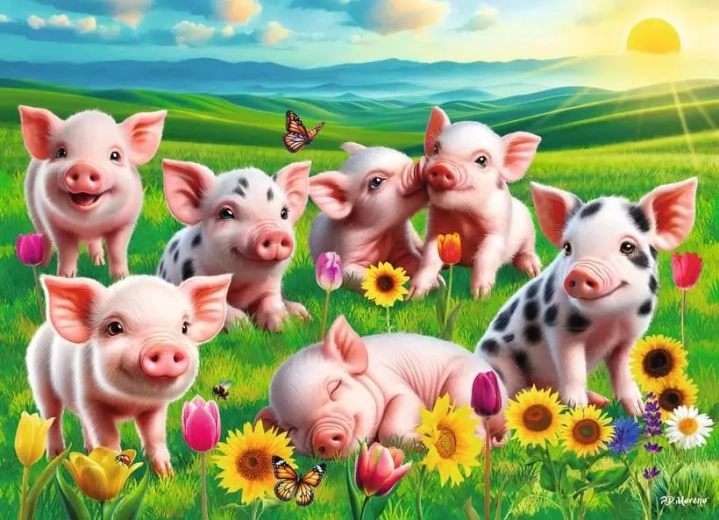 Puzzle Ravensburger Purceluși adorabili, 60 de piese