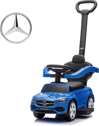 Milly Mally mașinuță de împins cu mâner de ghidare Mercedes-Benz C-Class Deluxe, albastră