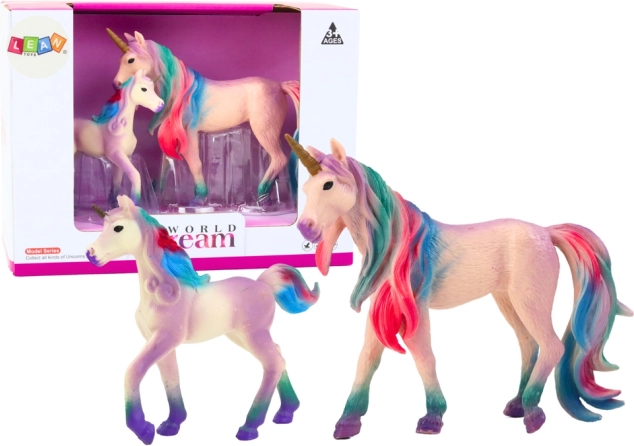 Figurine de colecție cu unicorni mov – adult și pui, 2 buc.
