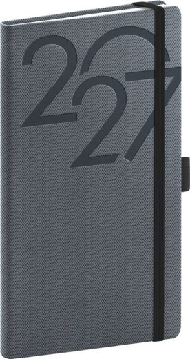 Agendă de buzunar Notique Ajax 2027 neagră 9 × 15,5 cm