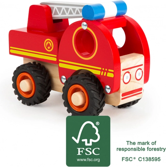 Mașină de pompieri din lemn cu scară