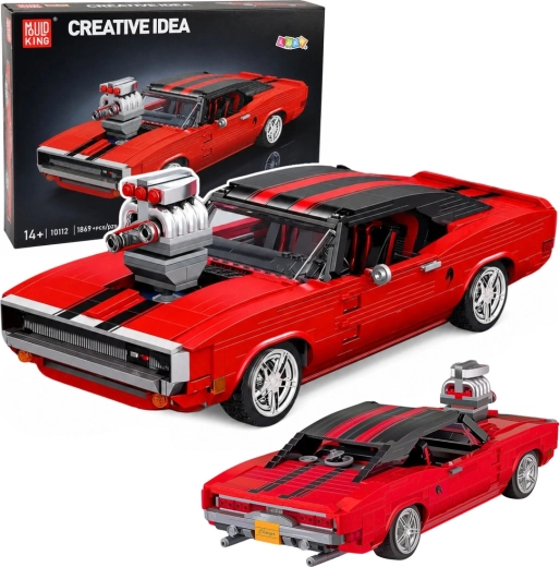 Set de construcție mașină sport Charger roșie (1869 piese)