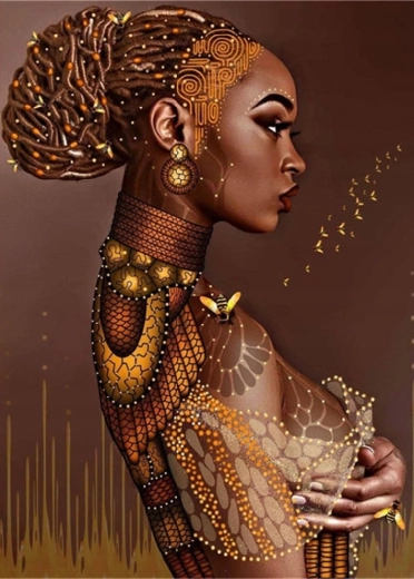 Pictură cu diamante – femeie cu coc 30 × 40 cm