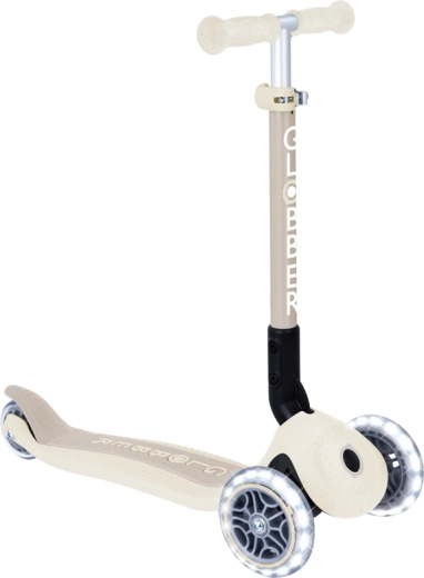 Globber junior trotinetă pliabilă cu trei roți, cu roți LED, ecologică, coconut