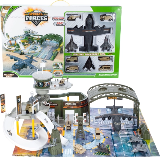 Bază militară cu avion – set de joacă pe două niveluri
