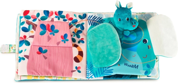 Carte textilă Lilliputiens: rinocerul Marius își caută tatăl