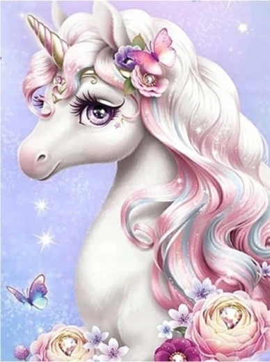 Norimpex Pictură pe numere Unicorn frumos cu flori 40 × 50 cm